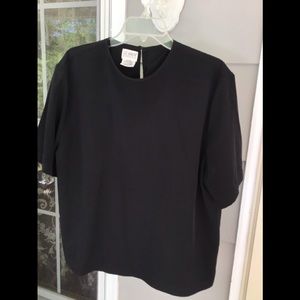 LIZ BAKER Essentials WOMEN'S BLOUSE top Size XLarge SHORT SLEEVEs Black EUC